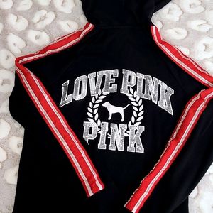 Pink sequence zip up hoodie